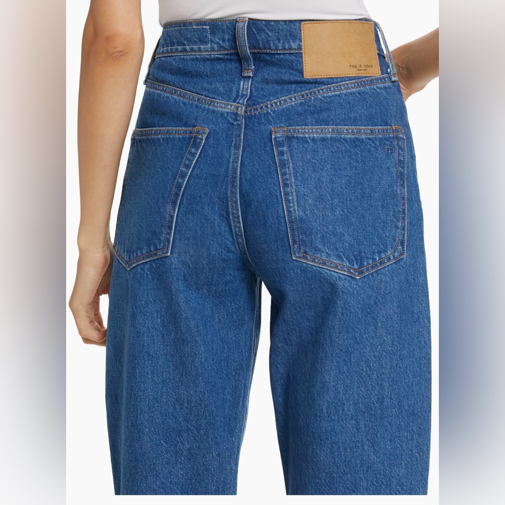 RAG & BONE ALISSA HIGH WAISTED BARREL CUT ANKLE BUTTON FLY FRONT JEANS (Altered) - Picture 4 of 16